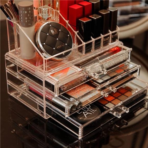 Makeup Organizer Skin Care Large Clear Cosmetic Display Cases Stackable Storage - Picture 5 of 7